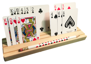 Wooden Playing Card Holder Rack with Pencil