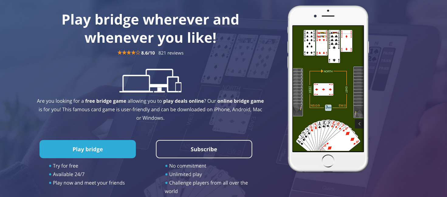 Play bridge online with Funbridge