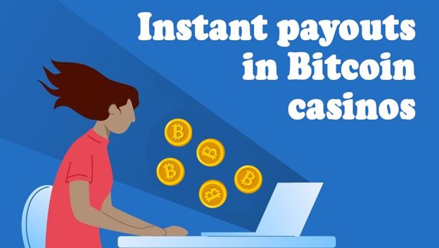 How does bitcoin affect the payout speed in online casinos?