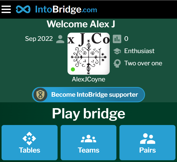 Into Bridge Online bridge Clube