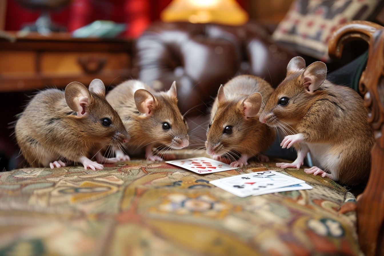 Four ungendered mice playing bridge