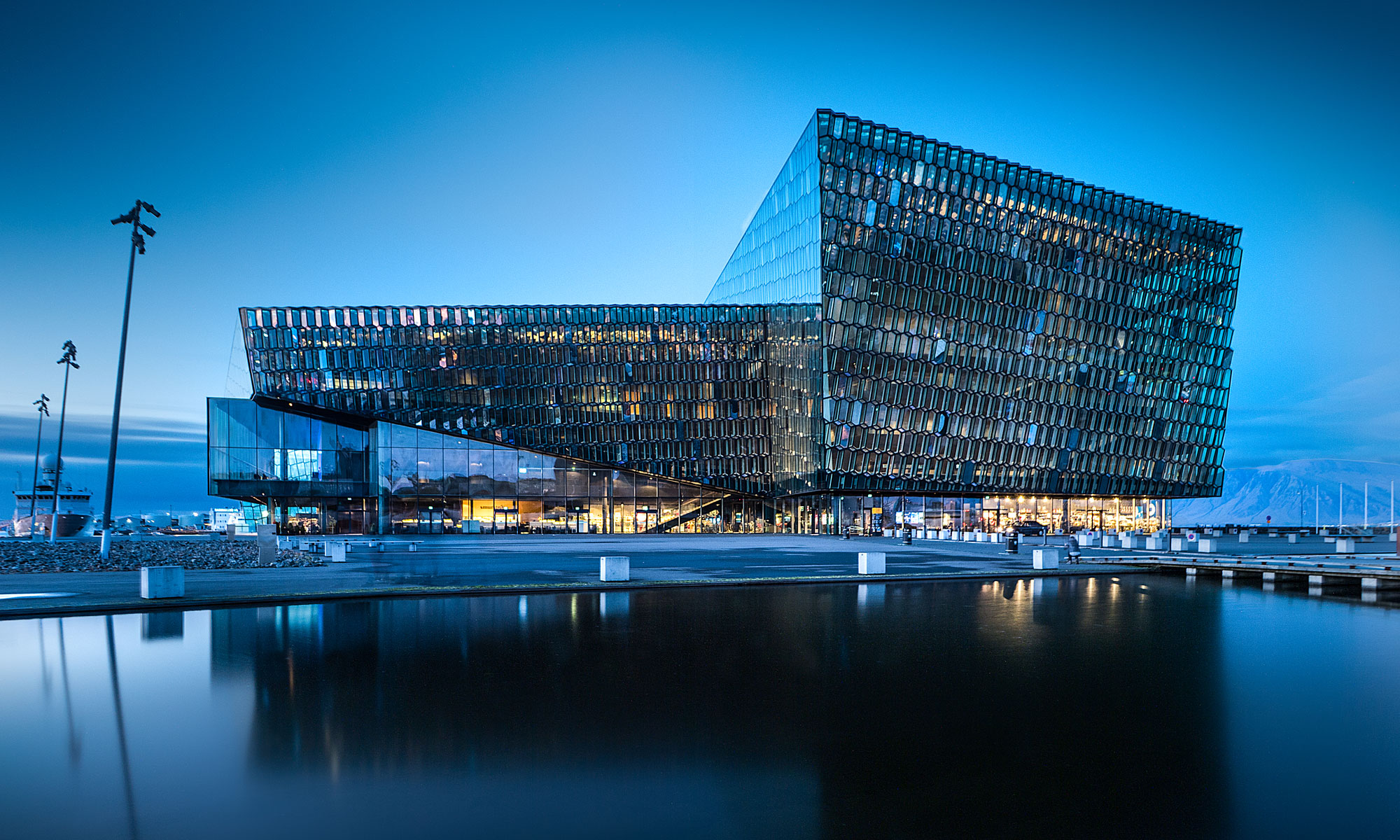 Photo of the Harpa Concert Hall in Iceland, venue for the 2026 Reykjavik Bridge Festival