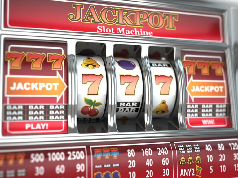 Closeup photo of a jackpot casino slots with winning reel