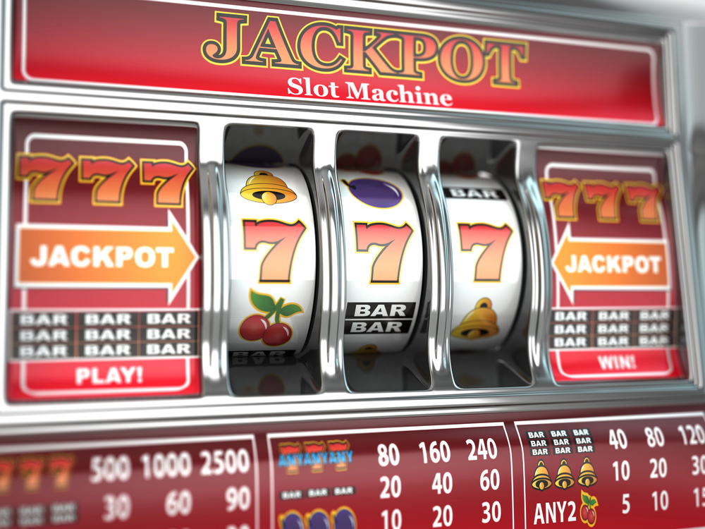 Closeup photo of a jackpot casino slots with winning reel