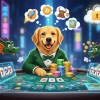 A fun cartoon of a dog surrounded by crypto icons - created by NanoBananaImage
