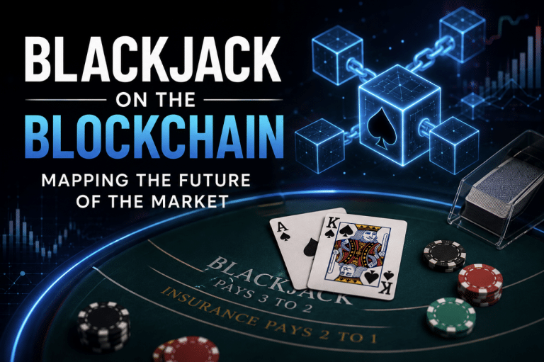 AI Generated image of blackjack and a blockchain