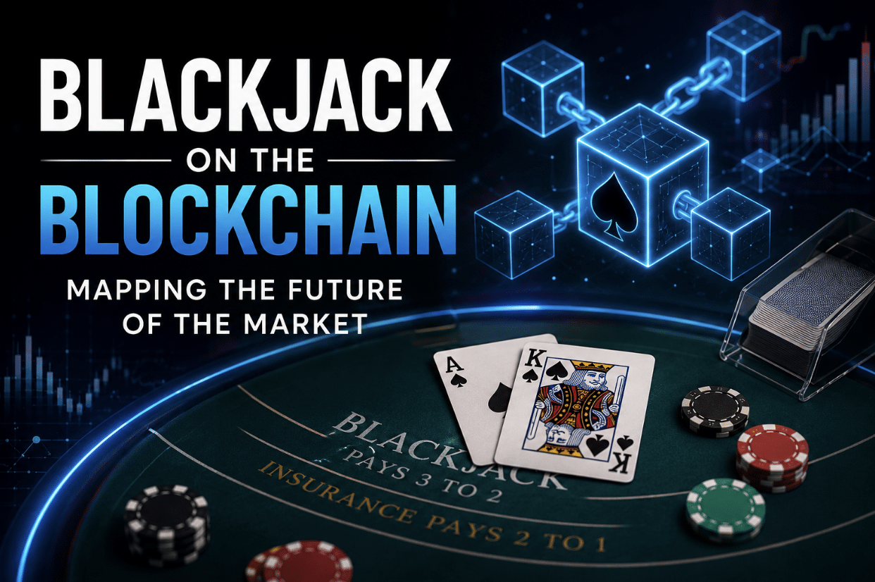 AI Generated image of blackjack and a blockchain